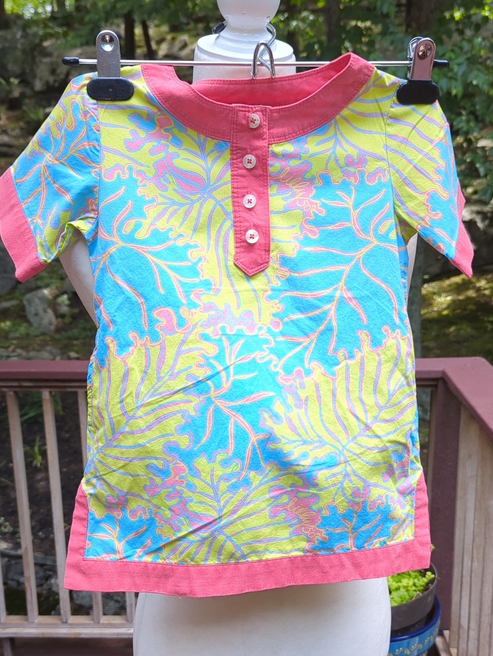 Lilly Pulitzer Jubilee Leaf Tunic 50th Anniverery Tropical Henley